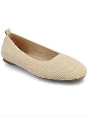 Journee Collection Beige Neutral Knit Ballet Flat Size 8.5 New
